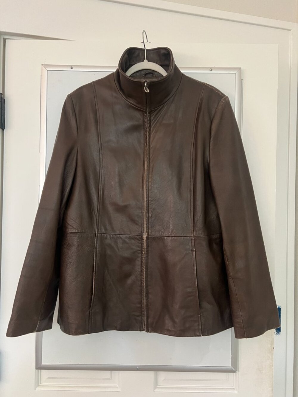 Wilson's Brown Leather Funnel Neck Jacket